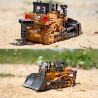 Ezweiji RC Bulldozer, 9kanálový dálkově ovládaný buldozer Stavební hračka 1 20 Plně funkční RC pásový traktor se světelnými a zv